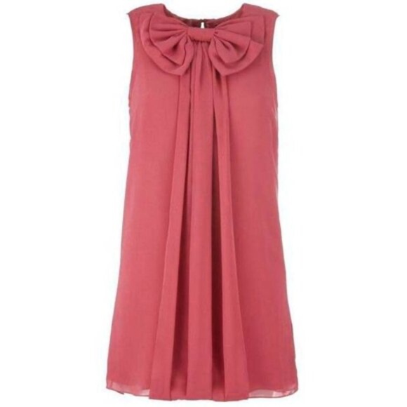 Ted Baker Pelayo Pink Bow-Neck Chiffon Mini Dress - Picture 1 of 13